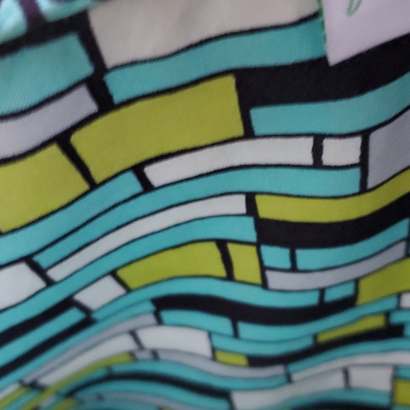 Vera Bradley 11x14 green,aqua,white, blk zipper bag - Picture 9 of 14